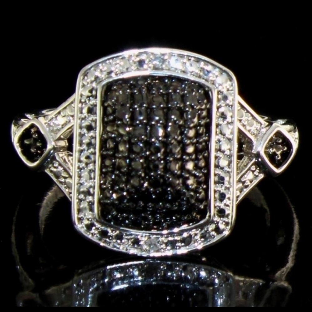 Genuine Black & White Diamond Accented Ring